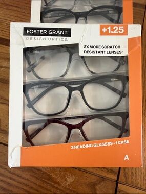 Foster Grant Cat Eye Reading Glasses +1.25 | Open Box | 3 pairs | Like New